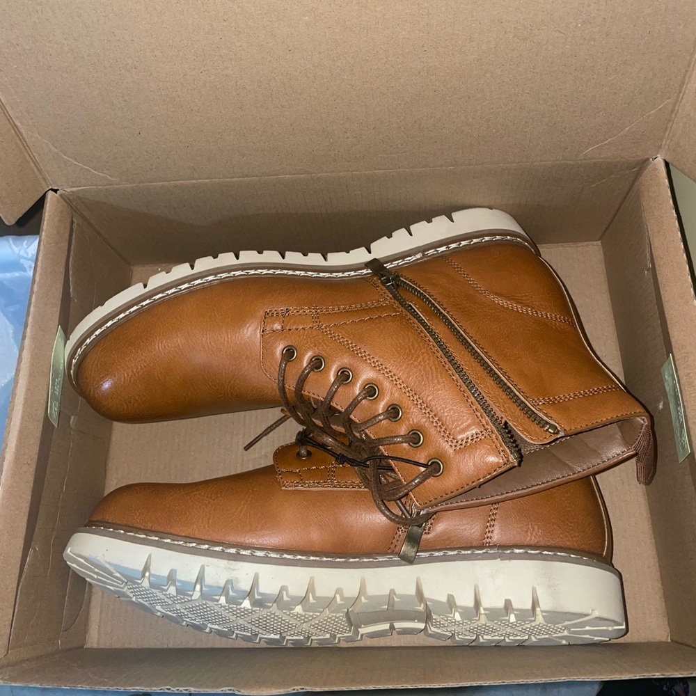 Steve Madden Broome Chukka Men’s Cognac Leather Boots Size 9 Brown Lace P-BROOME - Picture 3 of 13